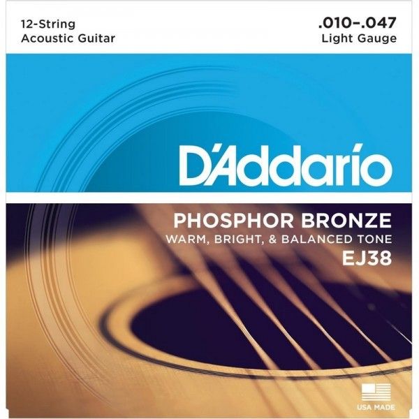 CUERDAS ACÚSTICA 12 CUERDAS D´ADDARIO EJ38 10-47